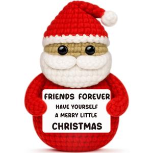 2 x Handmade Crochet Santa Claus Gifts for Friends,Cute Christmas Ornaments Decorations,Funny Christmas Best Friend Birthday Gifts for Women,Cute White Elephant Stocking Stuffers for Friend Bestie Sister