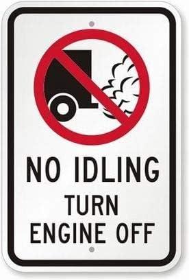 Ylens Garage Decor Sign No Idling - Turn Engine Off (with No Idling Graphic) Safety Sign Caution Warning Sign Tin Metal Decor Sign 8x12