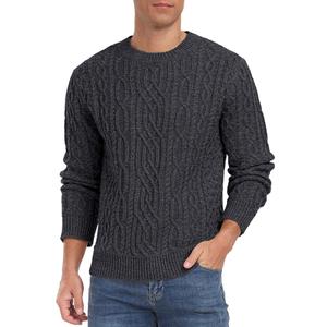 Askdeer Men's Cable Knit Pullover Sweater Long Sleeve Crew Neck Knit Sweater Soft Casual Sweaters with Ribbing Edge Dark Gray, 2XL