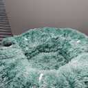 Cat Beds for Indoor Cats - Cat Bed, Dog Beds for Small Medium Dogs, Anti Anxiety Round Fluffy Plush Faux Fur Pet Bed, Thick Bottom (Blue, Large)