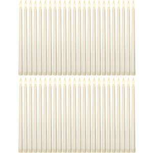 Funtery 48 Pcs Flameless LED Taper Candles Battery Operated Candles Bulk Realistic LED Candlesticks Flickering for Wedding Church Graduation Party Home Decor(Ivory,Classic Style)