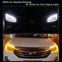 YM E-Bright Led Strip Lights for Cars, SUV, Motorcycle Daytime Running Lights Turn Signal Bulb DRL Sequential Switchback Led Strip Amber/Yellow & White (2Pcs 60CM/24 Inch)
