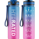 QLUR Water Bottle with Straw, 32oz Motivational Water Bottles with Time Marker to Drink, Tritan BPA Free, 1L Sports Water Bottle with Carry Strap LeakProof for Women Gym Fitness Outdoor (1 Pack)