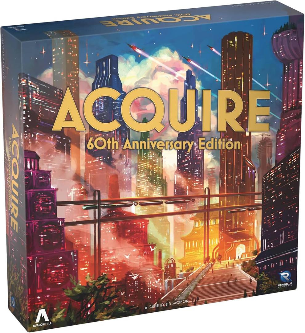 Renegade Game Studios: Acquire 60th Anniversary Edition - Deluxe Components, Finance Game of Speculation & Strategy, Ages 12+, 2-6 Players, 90 Min