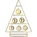 Cinnvoice Ornament Display Stand Metal Xmas Christmas Tabletop Ornament Christmas Tree Shaped Display Stand Holder Farmhouse Xmas Tree for Balls Decorations Hanging Gift(Gold,16 Inch)