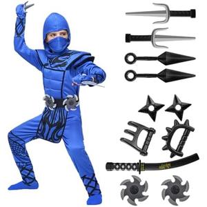 Spooktacular Creations Boys Ninja Costume, Dragon Scales Ninja Outfit with Accessories for Kids Toddler Halloween Parties Medium
