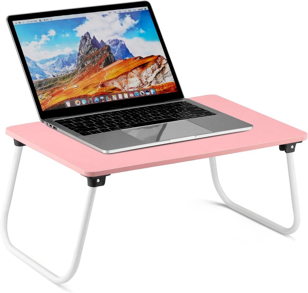 Ruxury Folding Lap Desk Laptop Stand Bed Desk Table Tray, Breakfast Serving Tray, Portable & Lightweight Mini Table for Sofa Couch Floor - Pink (Small)