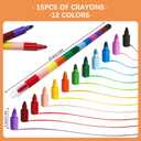 30 Pcs Stackable Crayons, Stacking Crayons Bulk for Kids, Rainbow Party Favors Crayon Packs, Colorful Buildable Crayon for Children Toddlers Drawing Birthday Gifts Art School Supplies, 12 Colors (30)