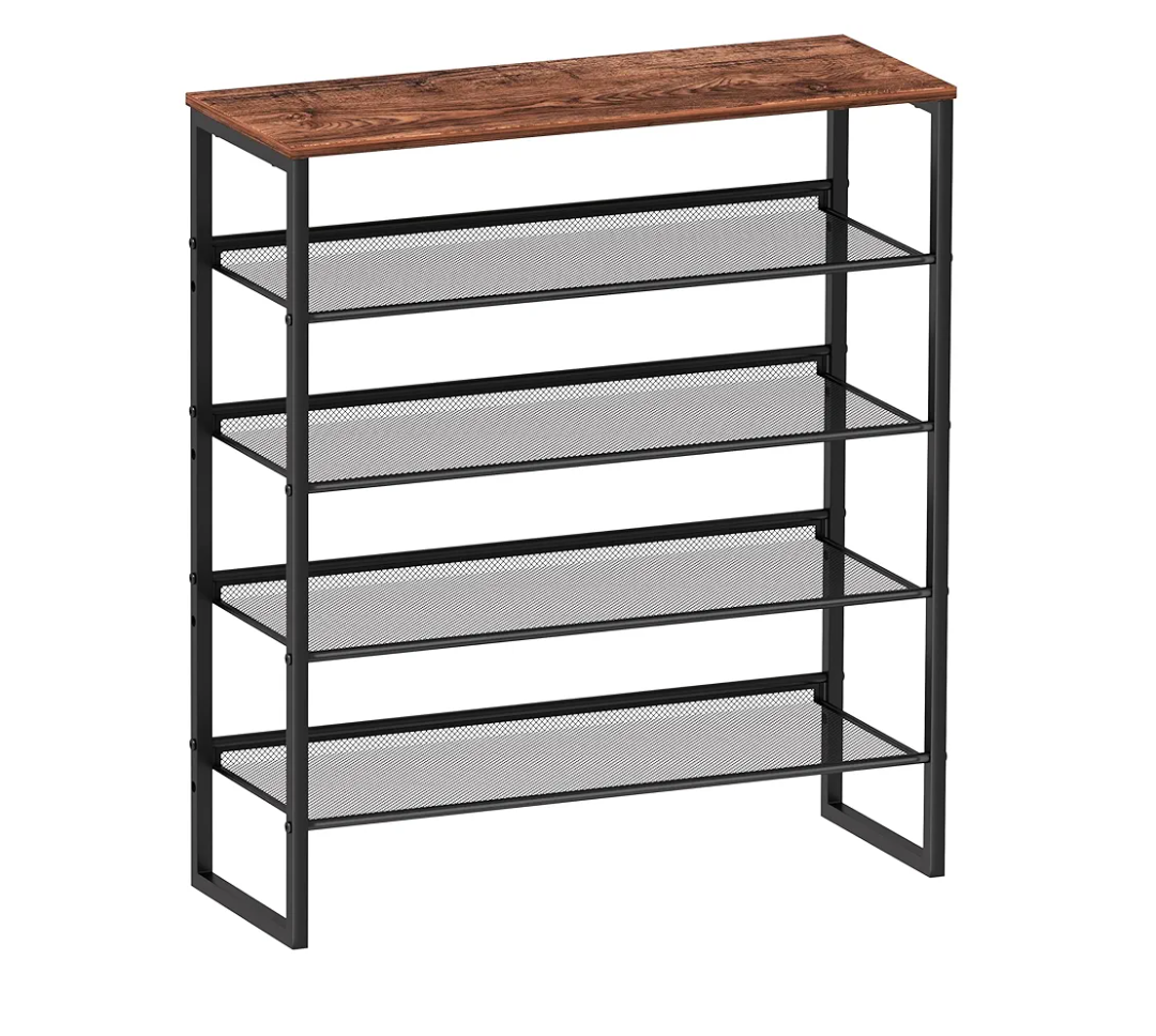 Brand: CHEMPFR Shoe Rack - Sturdy Steel Shoe Organizer for Front Door Entrance Closet Entryway with Spacious Top - Industrial Style Strong Mesh Storage Shelves (5-Tier 11.8"x36.2"x31.5")