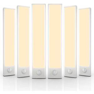 6 Pack Under Cabinet Lighting Wireless, 32 LED Rechargeable Battery Motion Sensor Light Indoor, Stick On Magnetic Closet Lights, Under Counter Lights for Kitchen, Stairs, Warm 8 in
