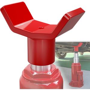 ForoGore Red Bottle Jack Adapter for 12t Jack Heavy Duty Steel Lifting Saddle for 3" & 4" Round Square Axle Tube Fits 1.65 Inch or Smaller Diameter Bottle Jack Accessories