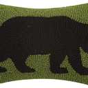 Peking Handicraft Bear in The Woods Hooked Wool Pillow 8 x 12