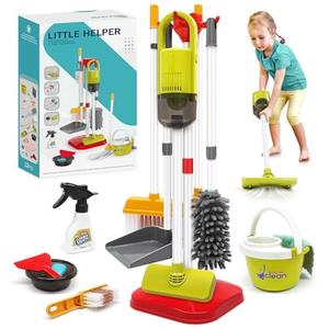 Dreamon Toddler Cleaning Set - 22Pcs Kids Cleaning Toy Set with 2-in-1 Kids Vacuum That Really Works, Pretend Home Cleaning Play Set for Toddler Age 3-7, Christmas Birthday Gift for Girls Boys