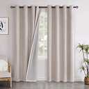YoungsTex Linen Blackout Curtains 80 Inch Length for Bedroom, Full Room Darkening Linen Textured Window Drapes Thermal Insulated Panels for Living Room, 2 Panels, 52 X 80 Inch, Beige