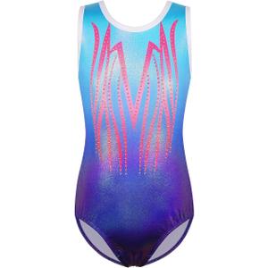 BAOHULU Gymnastics Leotards for Girls Sparkly Tumbling Dance Outfit One Piece Kids Athletic Clothes Size 12A