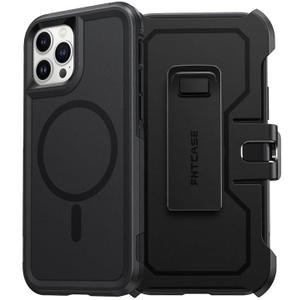 FNTCASE for iPhone 13 Pro Case: iPhone 14 Pro Magnetic Dual Layer Protective Cell Phone Cover with Belt-Clip Holster | Heavy Duty Military Grade Shockproof Protection Non Slip Textured Back Phonecase (Black)