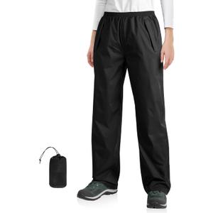 33,000ft Packable Rain Pants for Women Waterproof Pants Lightweight Rain Over Pants Outdoor Windproof Pant for Golf Hiking (Black, S)