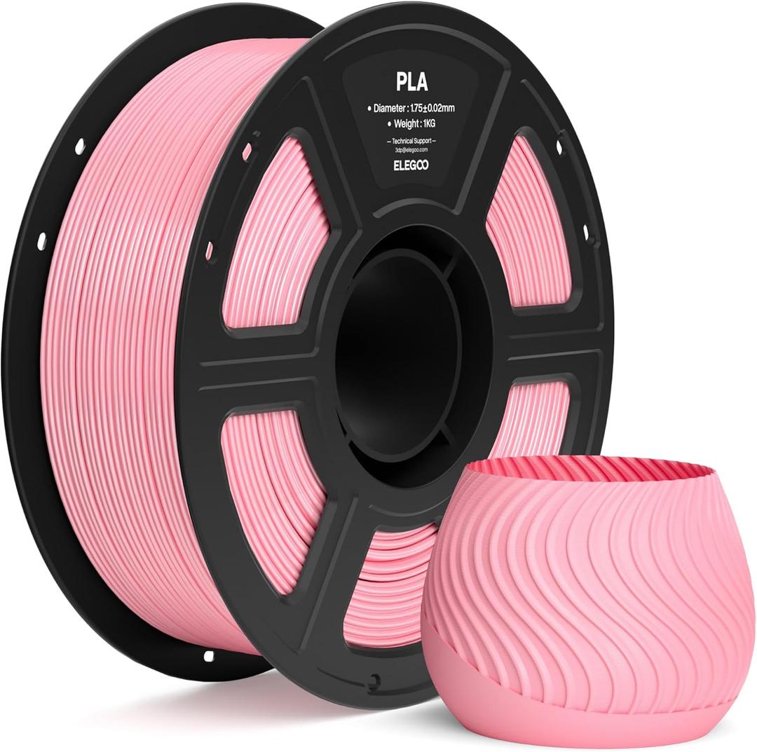 ELEGOO PLA Filament 1.75mm Pink 1KG, 3D Printer Filament Dimensional Accuracy +/- 0.02mm, 1kg Spool(2.2lbs) Fit Most FDM 3D Printers