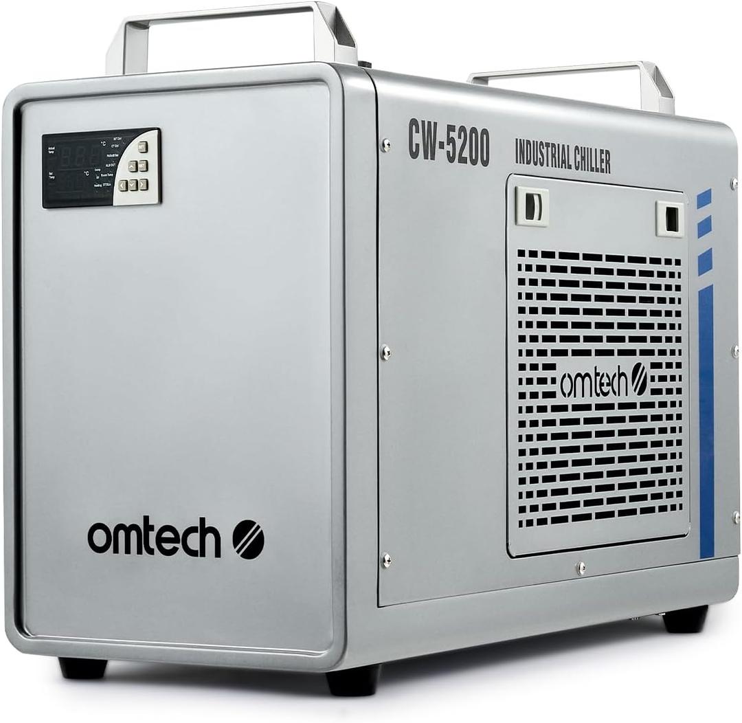 OMTech 6L CW-5200 Water Chiller for Laser Engraver & Cutter, Industrial Water Chiller for CO2 Laser Engraving & Cutting Machine, 0.58hp 3.2 gpm Laser Chiller Water Cooling Machine for Laser Cutter