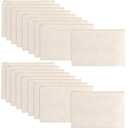 meekoo 16 Pack Canvas Blank Cosmetics Bags Plain Zipper Makeup Pouch Sublimation DIY Craft Multipurpose Toiletry Bag for Makeup Travel Cosmetic Stationary Storage(M,Beige)