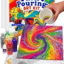 PURPLE LADYBUG Low-Mess Paint Pouring Kit for Ages 6+ - Washable Non-Toxic Painting Kit for Kids with Gloves & Table Cover for Easier Cleanup, Art and Crafts for Kids Ages 8-12, Crafts for Girls 8-12