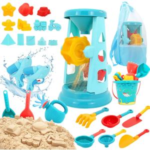Beach Toys, 25 Pcs Sand Toys Set for Kids Including Water Gun, Sifting Funnel, Bucket, Watering Can, Sand Molds & Mesh Beach Toy Bag, Sandbox Toys for Toddlers 3-12
