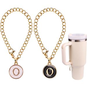 2 x HEYSKAY 2 Pack Water Bottle Letter Charms, As Stanley Cup Handles - Round Initial Name ID Charms for Simple Modern Tumblers