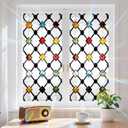 4 x Window Privacy Film Frosted Glass Window Sticker Window Film Static Glass Cling Tint Non-Adhesive for Home Door Decorative Frosting Cover 17.5 X 78.7 inch (Clear-colored Bricks)