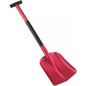 Aluminum Collapsible Snow Shovel, 3-Piece Portable Emergency Shovel, Lightweight Sport Utility Shovel for Car, Camping, Outdoor & Snow Removal, Matte Red