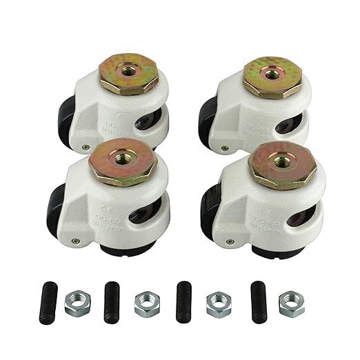 Homend 4 Pack Leveling Casters GD-60S Plate Mounted Leveling Caster 551lbs/Per Leveling Caster Wheels Nylon Wheel and NBR Pad (Stem Mounted 551lbs/Per)