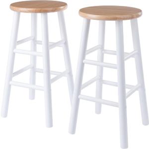 Winsome Wood Huxton 2-Pc Counter Stool Set, Natural and White Finish, 24"