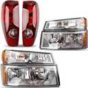 Headlights Tail Lights Combo Compatible with 2004-2012 Chevy Colorado/GMC Canyon, 2006-2008 Isuzu I-Series - Headlamp Taillight Replace GM2502234, GM2503234 and GM2801164, GM2800164