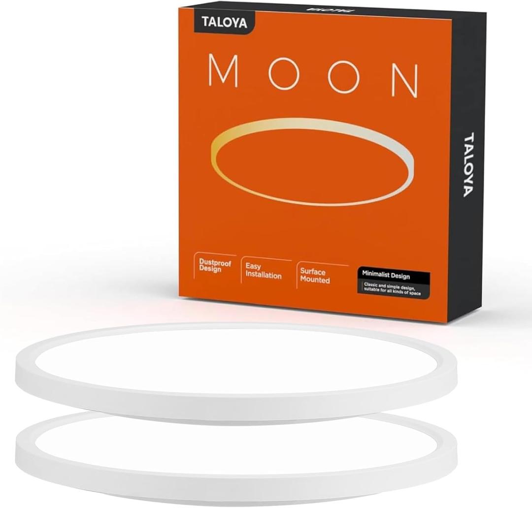 TALOYA 2 Pack of White 10 Inch Ceiling Mount LED Light Fixture, 5-in-1 CCT Selectable, 2000lw 20W Super Bright Round Ultra Slim Surface Mounted Lamp for Basement Foyer Hallway Kitchen
