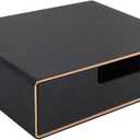 Stackable Organizer Drawer PU Leather Classic Handmade,Organize Home Office Desk Accessories and Sort Letter-Size Paper/a4 Document,Desk Caddy with Drawers Storage Box ,13.1x10x3.7inches,Black (Black Linen Texture)