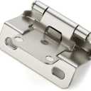 Ravinte 50 Pack 25 Pairs Semi-Overlay 1/2 inch Self-Closing Face Frame Cabinet Hinges Satin Nickel Half Wrap-Around Kitchen Cabinet Door Hinges Face Mount Cabinet Hardware