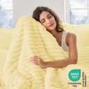 Sasttie Queen Comforter Set 3 Pieces - Super Soft Fleece Comforters Queen Size, 1 Luxury Warm Fuzzy Marshmallow Comforter with 2 Pillow Cases, Faux Fur Down Alternative Bedding Set, Light Yellow