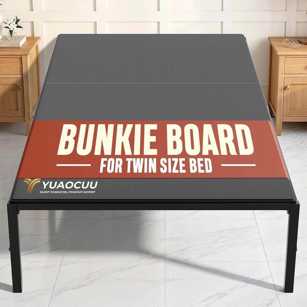 Bunkie Board Twin Size (38x75")-Heavy Duty Anti-Sag Low Profile Mattress Support, Breathable Noise Minimizing & Moisture Resistant Non-Slip Foundation for Platform Beds, Slatted Frames & Box Springs