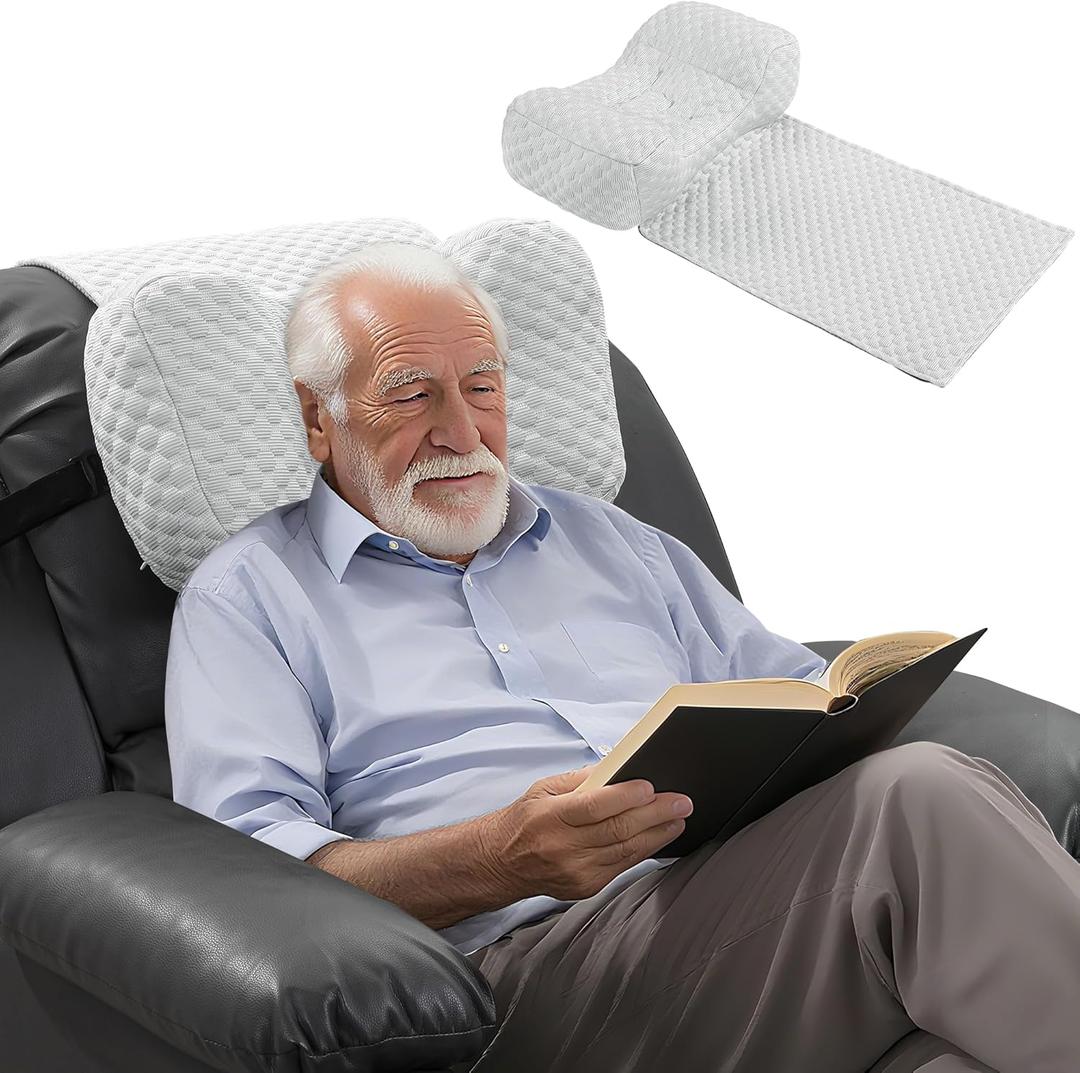 BALAPET Shredded Memory Foam Neck Pillow for Recliners, Ergonomic Headrest Cushion for Neck Pain Relief and Cervical Support, Suitable for Side Sleeping at Home and Office, Patent Pending(Gray)