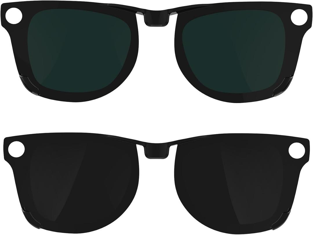 2Pcs Polarized Clip for Ray-Ban Meta Wayfarer RW4006 & Gen 2 RW4012 Regular (50-22), Discoloration Clip-on for Ray-Ban Meta Wayfarer Gen 2 Protect Your Eyes, Cool and Fashion (Black+Green)