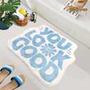 SHIYUE You Look Good Bath Mat Cute Funny Flower Bathroom Rug, Soft Absorbent Water Non Slip, Superior Washable Microfiber Cool Shower Preppy Decor Rug (Sky Blue 21"x25")