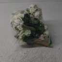 Artificial Bridesmaid Bouquets Set of 6 for Wedding - 7 inch White Flowers Bouquets for Bridesmaids, Faux Rose Gypsophila Rustic Small Floral Bouquet Fake Boho Wedding Party Ceremony Anniversary Decor