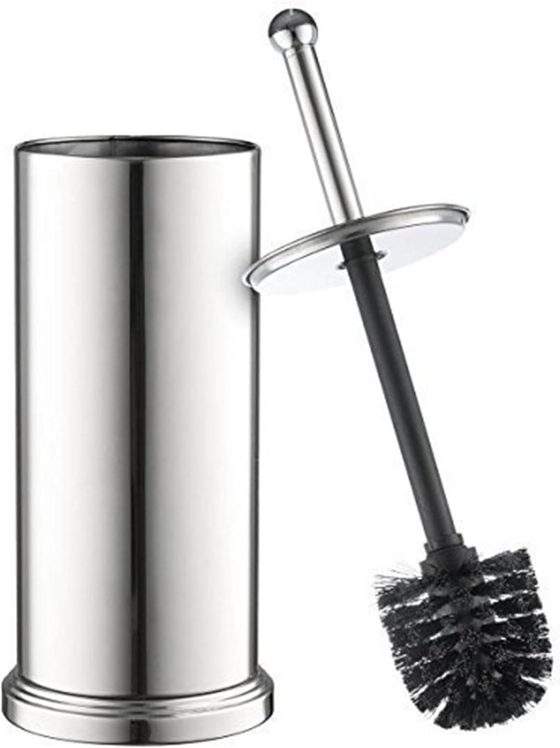 Home-it Toilet Bowl Brush and Holder Set - Chrome Tall Toilet Bowl Cleaner Brush with Lid, Great Bathroom Toilet Scrubber Brush