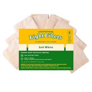 Fluorescent Light Diffuser Covers (Set of 8) Filters Light for Classrooms and Offices - Flame-Retardant Fabric (Soft White)