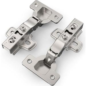 50 Pack Full Overlay Soft Close Concealed Frameless Cabinet Hinges, Satin Nickel, 105, Stop at Will 45-105 Degree, Self Closing, 3D Adjustment, Clip On, Stainless Steel for Cupboard Kitchen