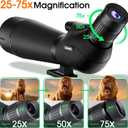 25-75x80 Spotting Scope with Upgraded Tripod Carrying Bag and Phone Adapter Spotter Scope for Target Shooting for Bird Watching Wildlife Viewing Green