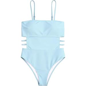 Women Cut Out One Piece Swimsuit Slimming Sexy Tummy Control Bathing Suit Swimwear (L)