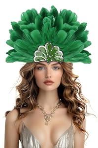 Green Feather Sequin Headwear Carnival Headpiece Showgirl Cosplay Accessories for Women
