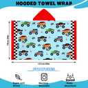 Hooded Towels for Kids -Monster Toddler Beach Towel- Super Absorbent & Quick Dry 100% Cotton 30x50 Inch - to Kid Ages 3-10-Truck Cars Swim Towels