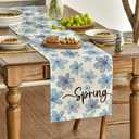 2 x Artoid Mode Blue Beige Hand-Painted Daisy Flower 210 GSM Spring Table Runner, Summer Kitchen Dining Table Decoration for Home Party Decor 13x72 Inch
