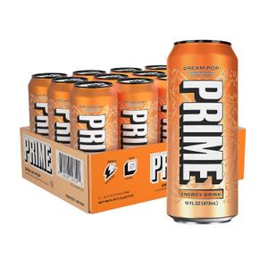 PRIME Energy DREAMPOP, Sugar Free Energy Drink, 200mg Caffeine and 355mg of Electrolytes for Hydration, Low Calorie, Vegan, Gluten Free, 16 Fluid Ounce, 12 Pack (EXP 09/01/27)